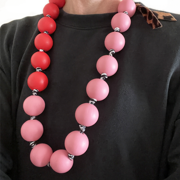 Rajasthani Beads Traditional Pink Necklace Set with Earrings